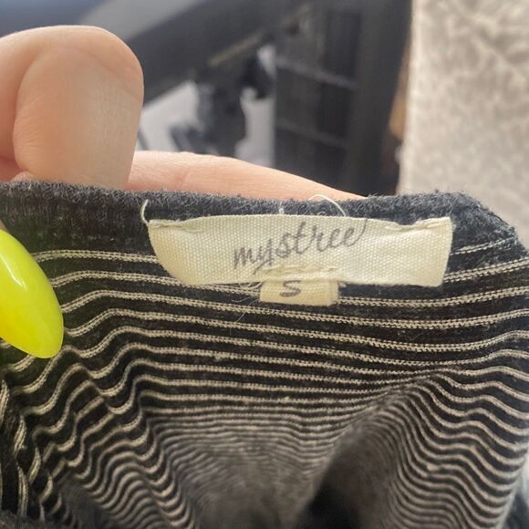 Womens Small Longsleeve Black Mystree T-shirt Stripe - Picture 2 of 7